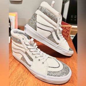 White, high top, Rhinestone Vans